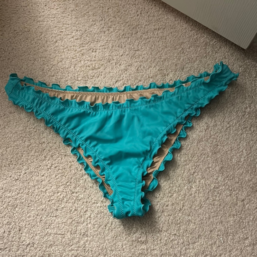 Teal Ruffled Bikini Bottom